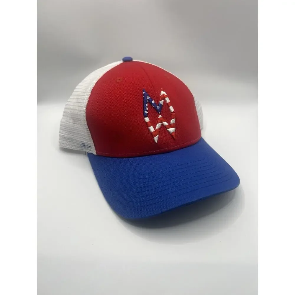 Red, White & Blue Trucker Hat with Star Stripe Logo